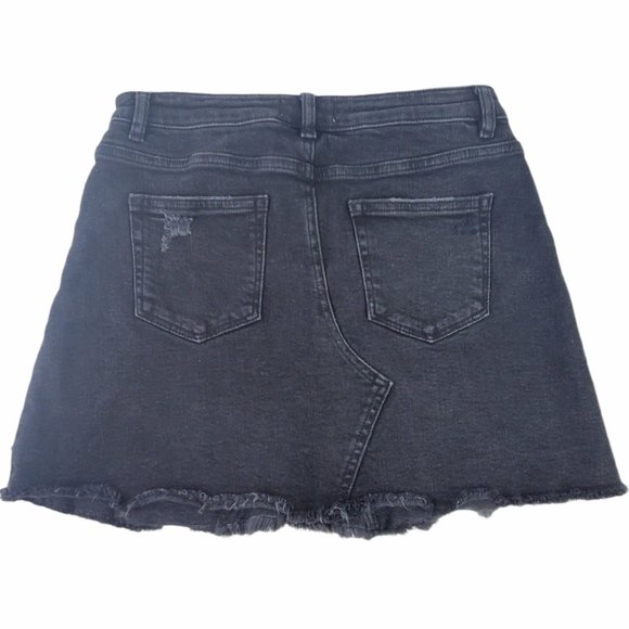 DL1961 Black Frayed Jeweled Denim Mini Skirt - Picture 2 of 8